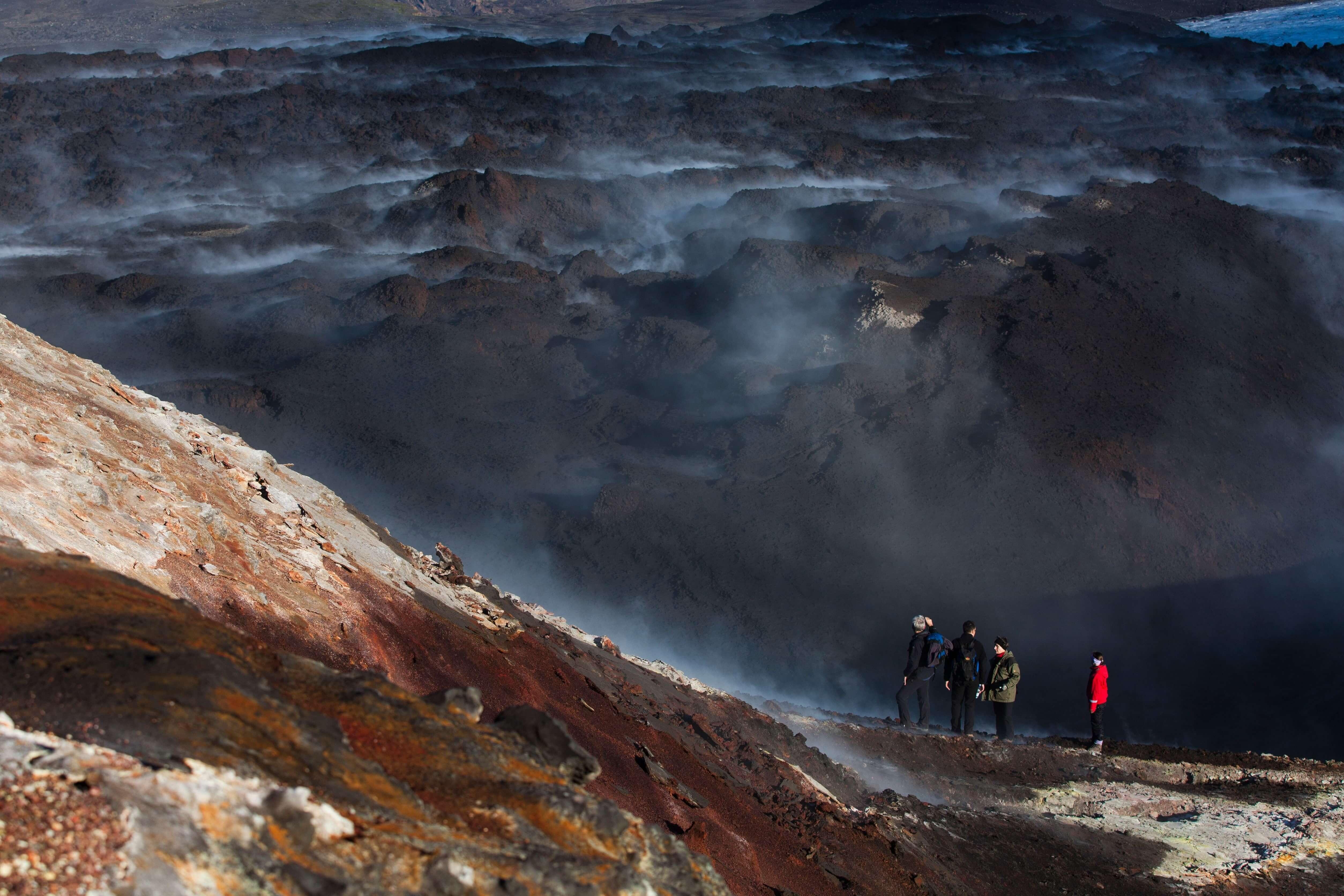 Hiking in Thormork, highlands of Iceland