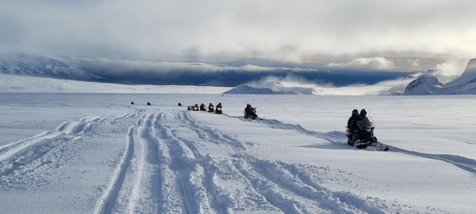 snowmbile tour on glacier in Iceland