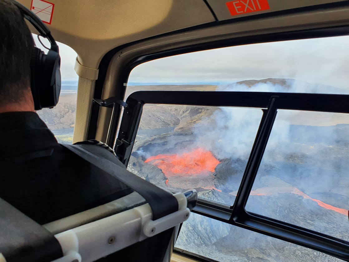 helicopter tour view volcano